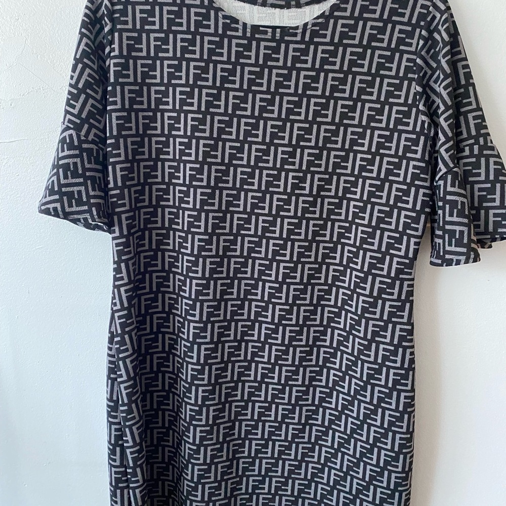 Fashion Dress Monogram Black and Gray Dress